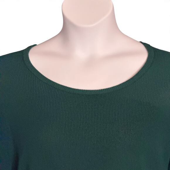 Chico’s XL Emerald Green Tunic Sweater — Flattering Twist Hem Easy Holiday Style - Picture 2 of 7